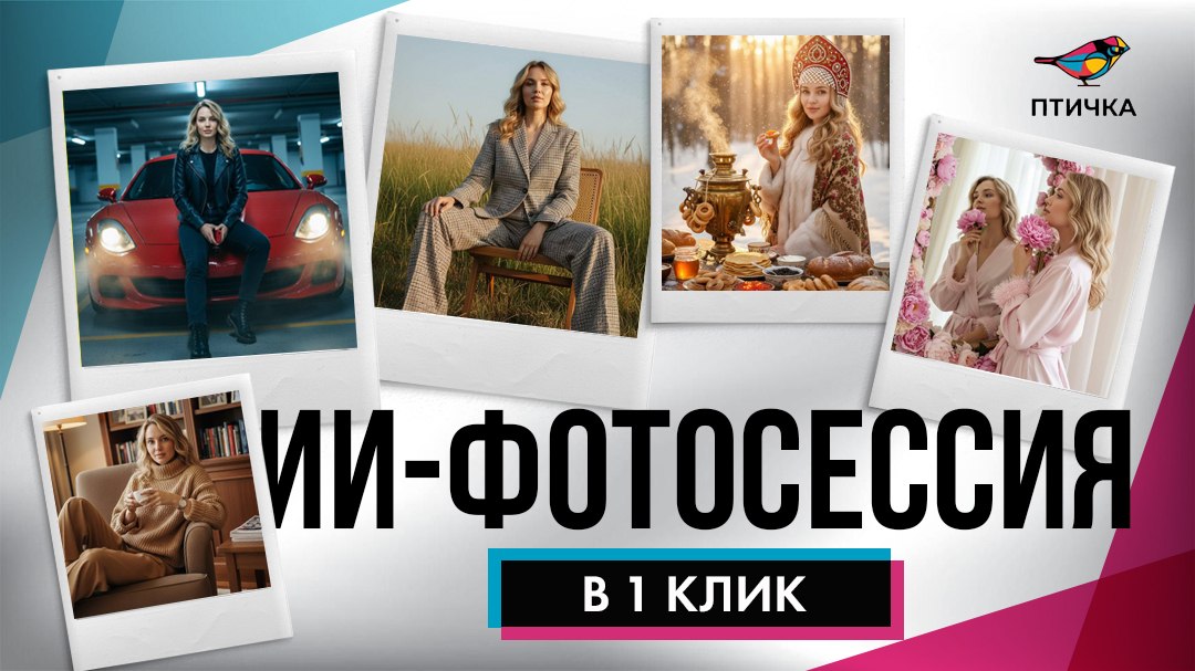 Птичка ИИ-фотосессии в один клик